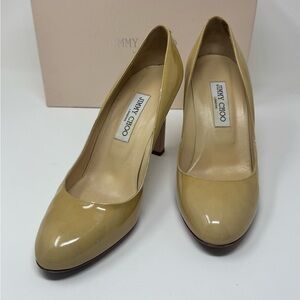 Jimmy Choo 247 Georgia Nude Patent Leather Pumps – Size 39.5